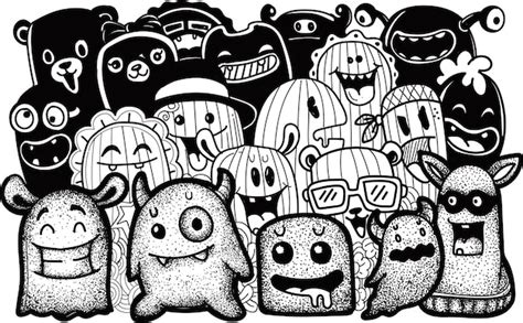 Premium Vector Cute Monster Collections In Doodle Style