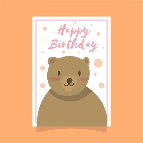 Grizzly Bear Birthday Greeting Card 535912 Vector Art At Vecteezy