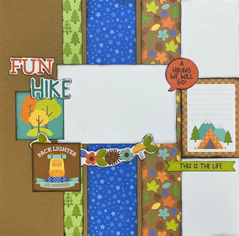 Premade Paper Scrapbooking Scrapbook Page Kit Hiking In The Mountains