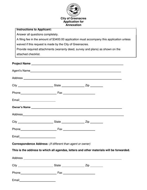 City Of Greenacres Florida Application For Annexation Fill Out Sign