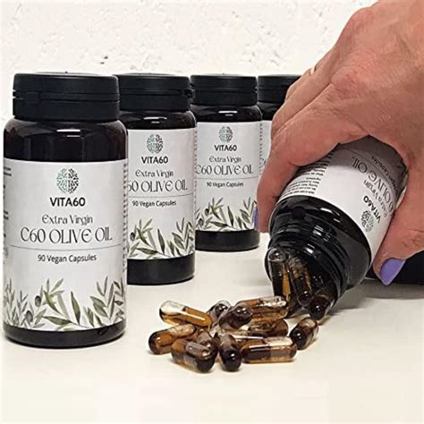 Vita60 C60 Olive Oil Capsules 90 Vegan Friendly Organic Extra Virgin Oil Anti Inflammatory