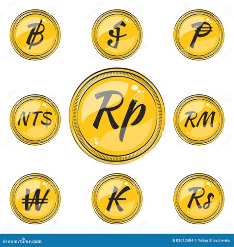 Set With Asian Currency Symbols Cartoon Vector | CartoonDealer.com ...