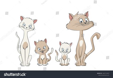 Cut Cartoon Cat Family Hand Drawn Stock Vector (Royalty Free) 1462712453 | Shutterstock