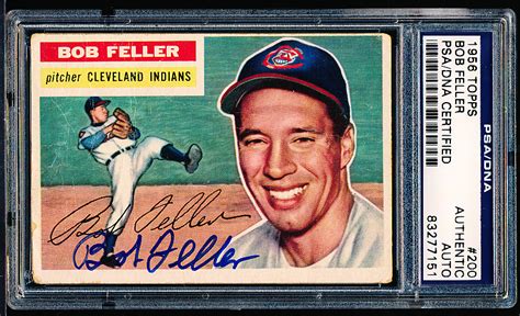 Lot Detail Autographed 1956 Topps Baseball 200 Bob Feller