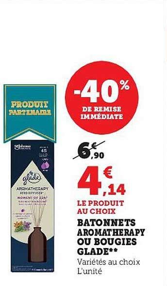 Promo Bâtonnets Aromatherapy Ou Bougies Glade chez Hyper U iCatalogue fr