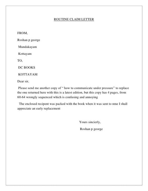 9 Sample Claim Letters Writing Letters Formats And Examples