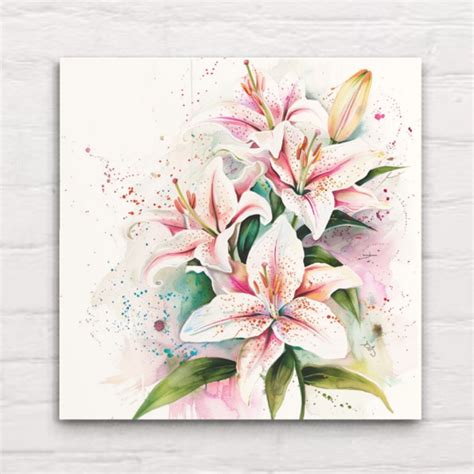 Canvas Wall Art Stargazer Lilies Flower Nature Aesthetic Digital