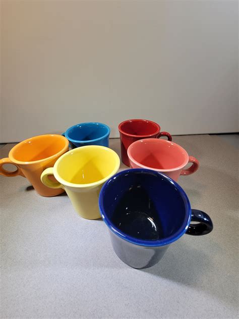 Fiesta HLC Mugs, 6 Different Colors With Ring Handle, Set of 6, Vintage ...