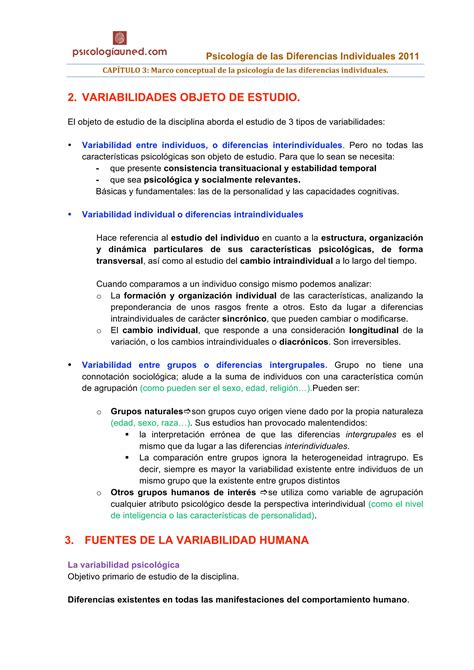 Objeto Y Objetivos De La Psicolog A De Las Diferencias Individuales Pdf