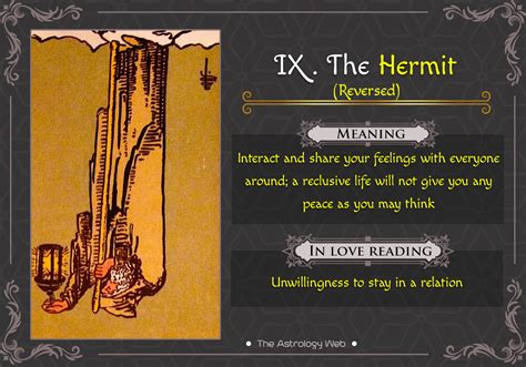 The Hermit Tarot Meaning In Upright Reversed Love Other Readings