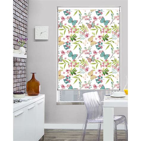 Butterfly Garden Botanical Theme Print Window Roller Shade Art Shades