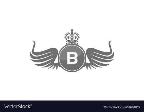 Wing Shield Crown Initial B Royalty Free Vector Image