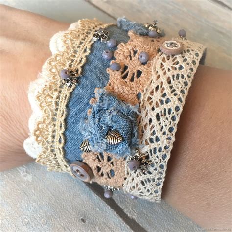 Upcycled Denim Cuff Bracelet Boho Cuff Etsy Artofit