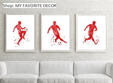 F Tbol Jugador De F Tbol Acuarela Impresi N De Pared Arte Etsy