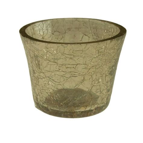 Gold Crackle Glass Votive Tealight Holder 6cm X 5cm Glass Votive