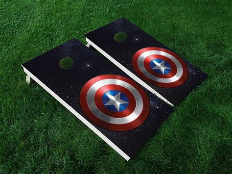 Shield Superhero Cornhole Board Wraps Sticker Captain America Etsy