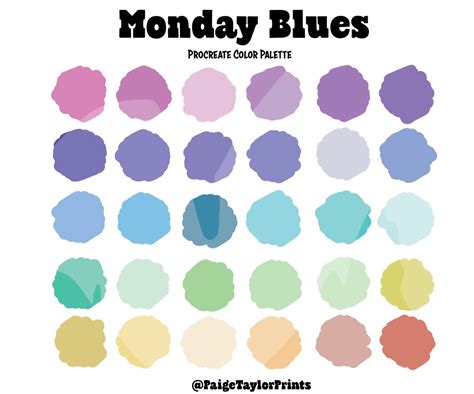 Monday Blues Procreate Color Palette Colorful Palette Color Palette