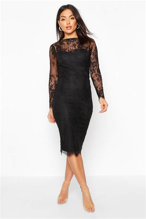 Lace Sleeve Cupped Midi Dress Boohoo