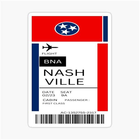 Nashville Boarding Pass Template Flight Destination Ticket Sticker For Sale By Yusraaiman