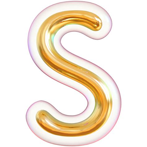 Gold Bubble Letter S Font 3d Render 36304987 Png