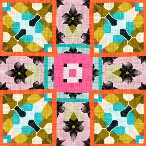 Kitsch Pattern Geometric Retro Design In Seamless Background Trendy