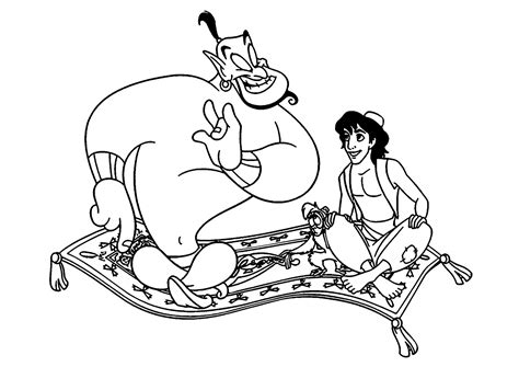 Aladdin Et Le Génie Sur Un Tapis Coloriages Daladdin Et Jasmine