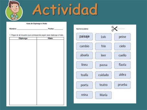 Palabras con hiato y diptongo para segundo básico PPT