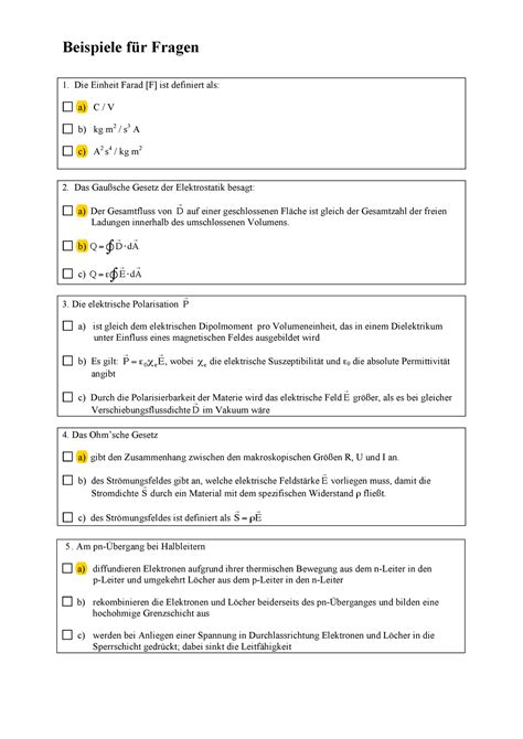 Beispielaufgaben Aet Beispiele Für Fragen Die Einheit Farad F Ist