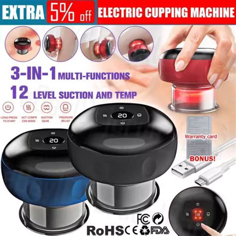 Electric Cupping Therapy Smart Scraping Massager Red Light Heating Body