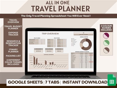 Travel Planner Google Sheets Vacation Planner Spreadsheet Travel