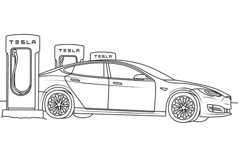 Tesla Model S Coloring Sheet Coloring Pages