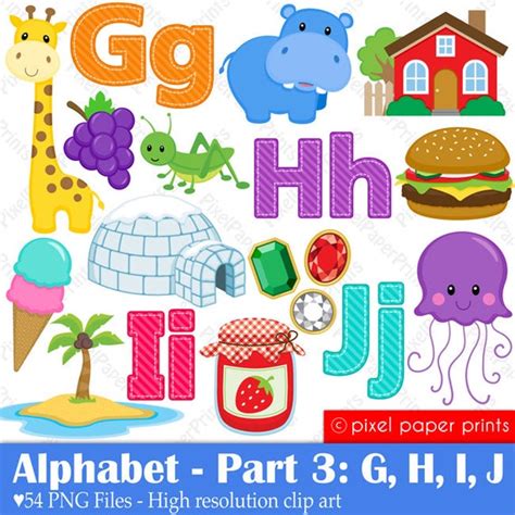 Alphabet Clipart Part 3 ABC Clip Art GHIJ School Clip - Etsy