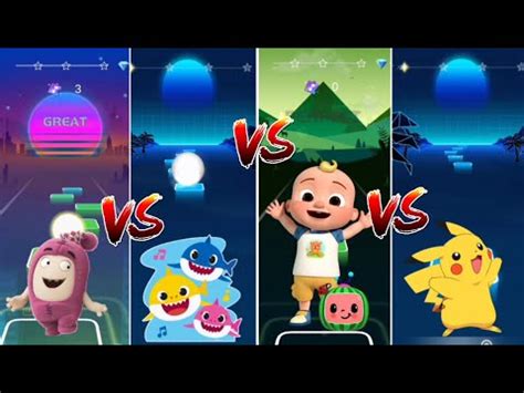 Tiles Hop Gameplay Cocomelon Baby Shark Pikachu Oddbods Newt Who