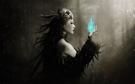 magic, fantasy girl, dark fantasy, skull, fantasy art, women, artwork ...