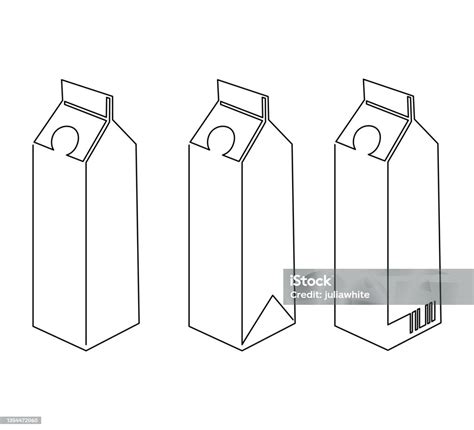 우유와 주스 팩 흰색 모형 다른 모양의 빈 포장 연속 선 도면 벡터 그림입니다 우유팩에 대한 스톡 벡터 아트 및 기타 이미지