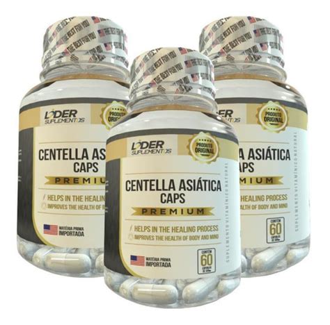 Centella Asiática Caps 60 Cápsulas 500mg Kit Com 3 Potes Frete Grátis