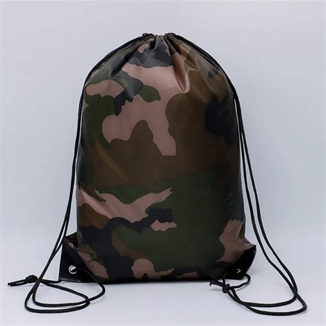 Camuflagem Drawstring Mochila Gym Bag Viagem Esporte Armazenamento Ao