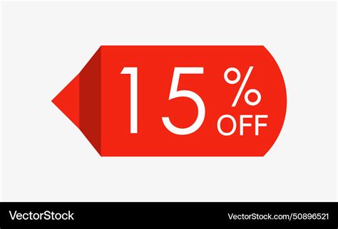 15 Percent Off Sale And Discount Price Tag Icon Vector Image