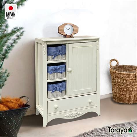 Toraya Lemari Cabinet Pintu Laci Rotan Minimalis Murah Rs Cbr Wh