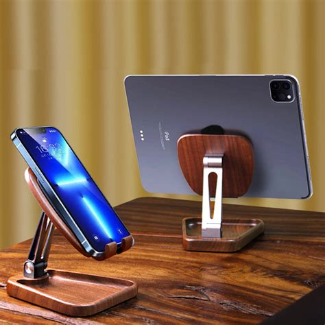 Black Walnut Phone Stand Adjustable Stand Angle Woodorganize