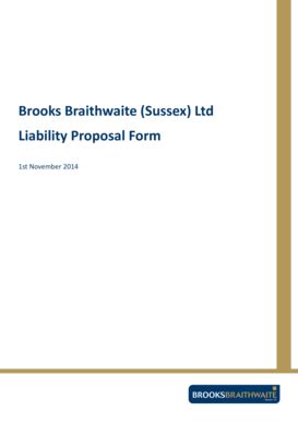 Fillable Online Brooks Braithwaite Sussex Ltd Liability Proposal Form