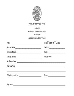 Fillable Online Bossiercity Commercial Form Word Fax Email Print