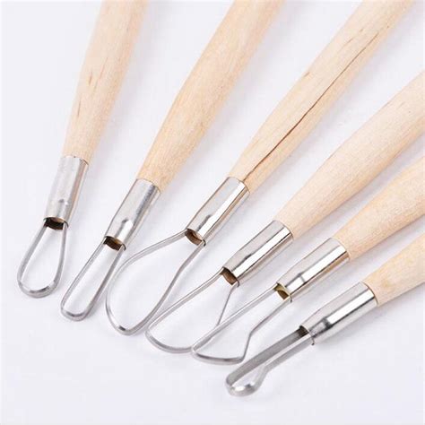 Wooden Handle Pottery Ceramics DIY Tools Set Wood Handle Wax Pottery