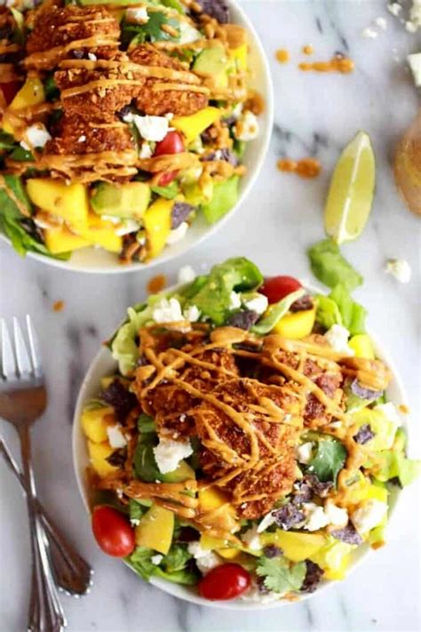 Tortilla Chip Crusted Chicken Salad With Avocado Chipotle Lime Dressing