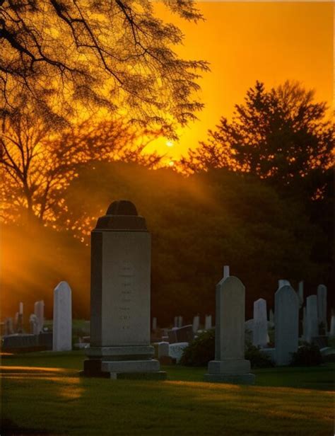 Premium Ai Image A Cemetery Illuminated By The Light Of The Setting