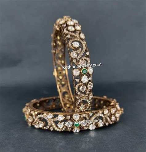 Gold Bangles Bracelets Kada South Indian Victorian Uncut Diamond