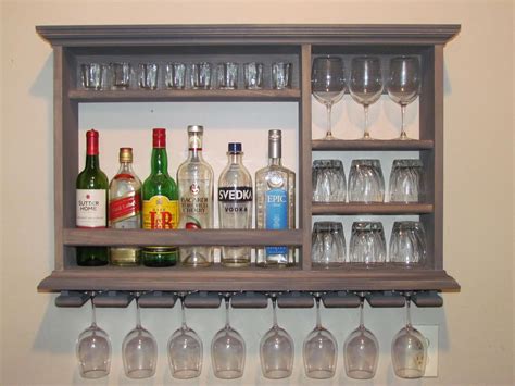 Mini Bar Weathered Gray Wine Rack X Wall Mounted Liquor Cabinet