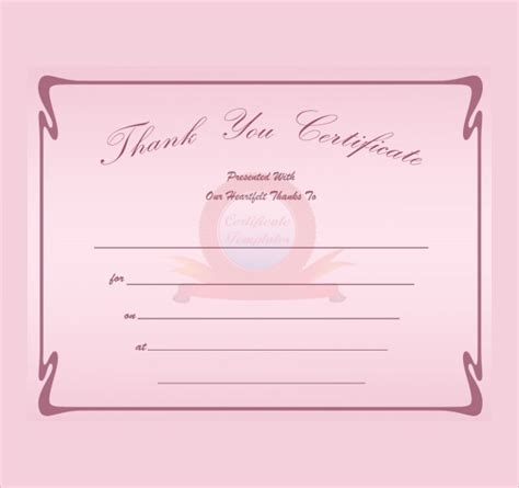 11 Thank You Certificate Templates Sample Templates