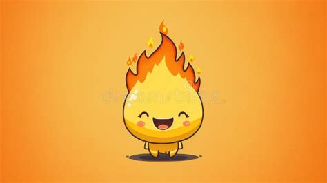 Cute Chibi Flame Cartoon Happy Drawn Characters Stock Image Image Of