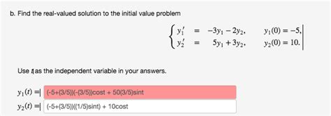 Solved Find The Real Valued Solution To The Initial Value